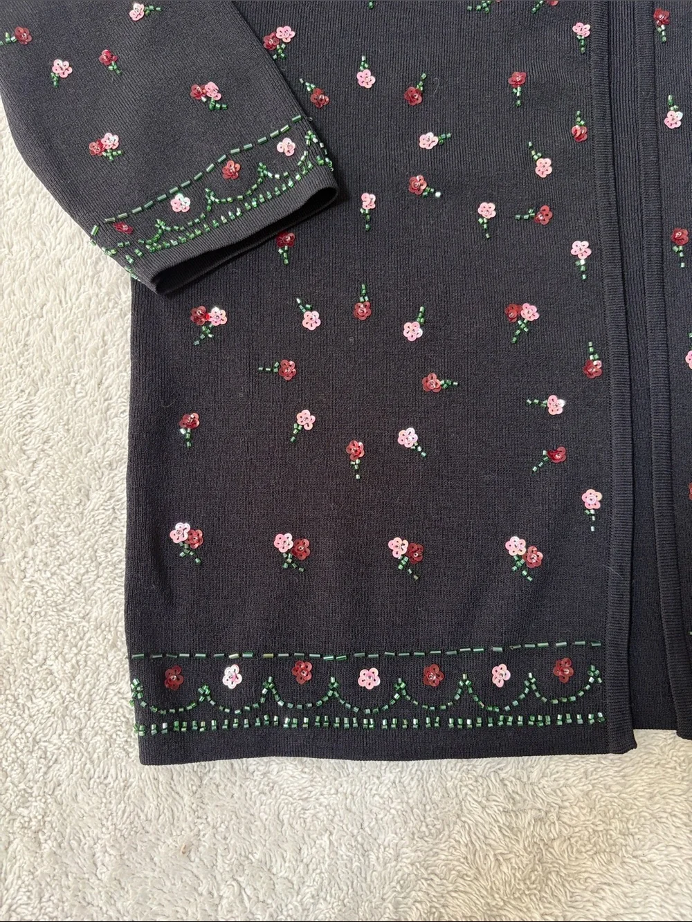 Joseph Black Cardigan with Pink and Red Floral Embroidery - Picture 6 of 10